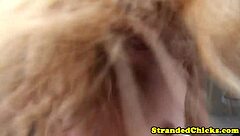 Blonde Hitchhiker Rides in Public