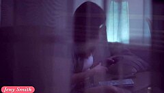 Spying on Jeny Smith Undressing in Miniskirt for Nude Selfies.
