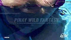 busty filipina milf shows off huge tits while masturbating in the pool