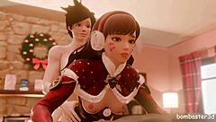 Dva and Tracer Get Wild with Creampie Fucking in New Year's House