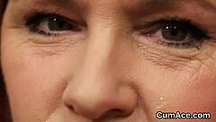 Feisty Idol Sucks Jizz in Intense Bukkake Cumshot Session