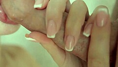 Stepsister licks and sucks foreskin cock closeup