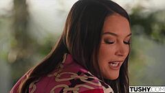 sexy brunette katrina deepthroats client then doggystyles with buttplug and spooning