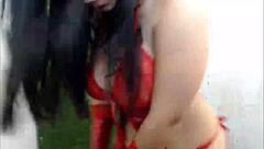 Babe Teases Her Tits While Playing with Dildo