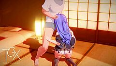 roxy plays anime hentai game with sexy outfits