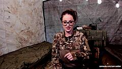 horny soldier with big tits streaming live from field 😍