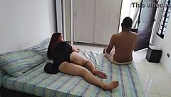 Latina babe teases tenant until he gives in