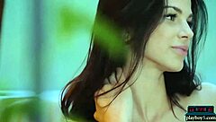 Big natural tits milf model strips lingerie to show off hairy pussy!