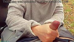 Milf whore gives blowjob on highway, cum on face