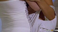 Shaved Brunette Besties Lick and Finger Each Other's Hairless Pussies After Party